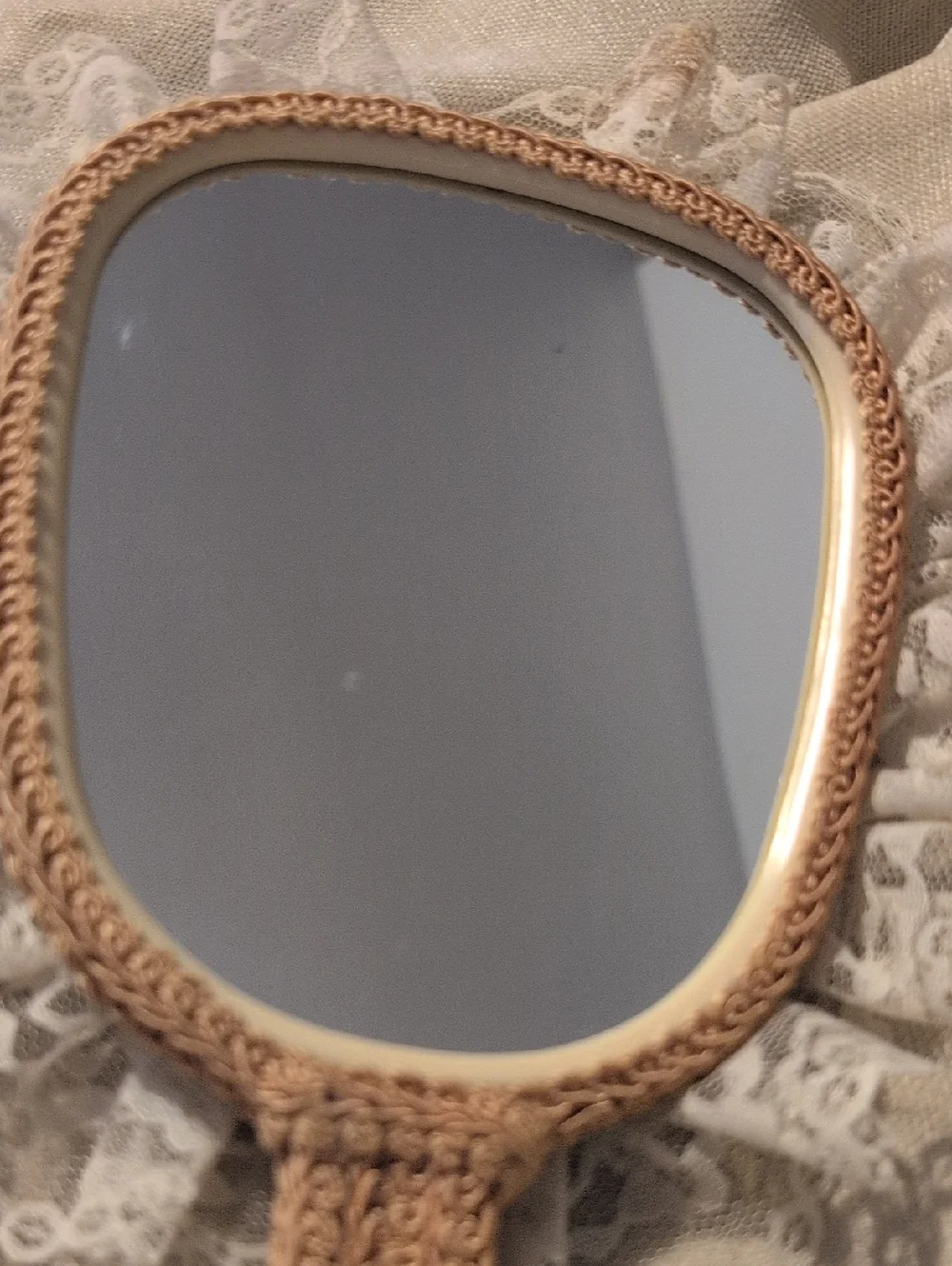 Coquette Style Vintage Hand Held‎ Mirror floral Lace Victorian Romantic